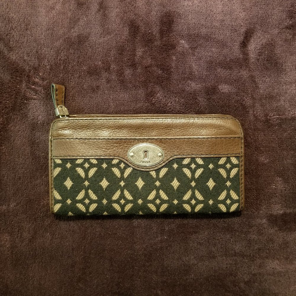 Fossil Canvas And Leather Wallet - image 1